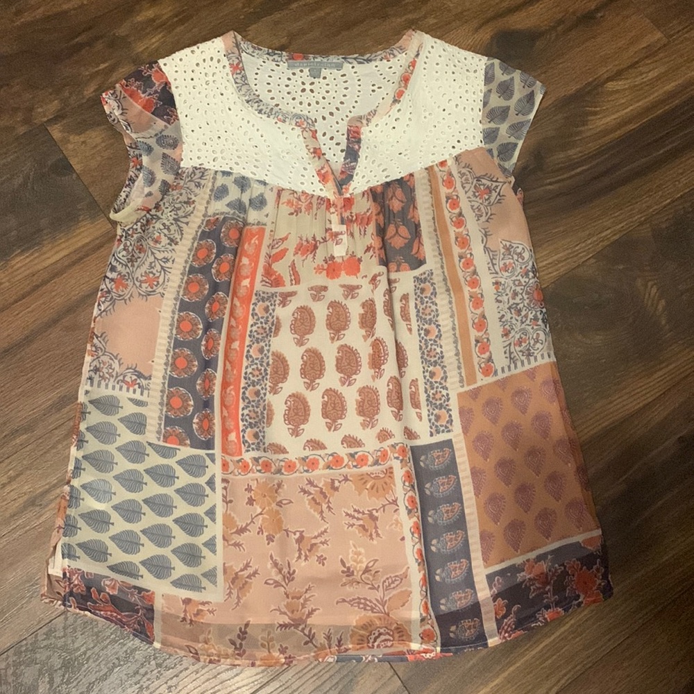 Ladies mixed print blouse by daniel rainn